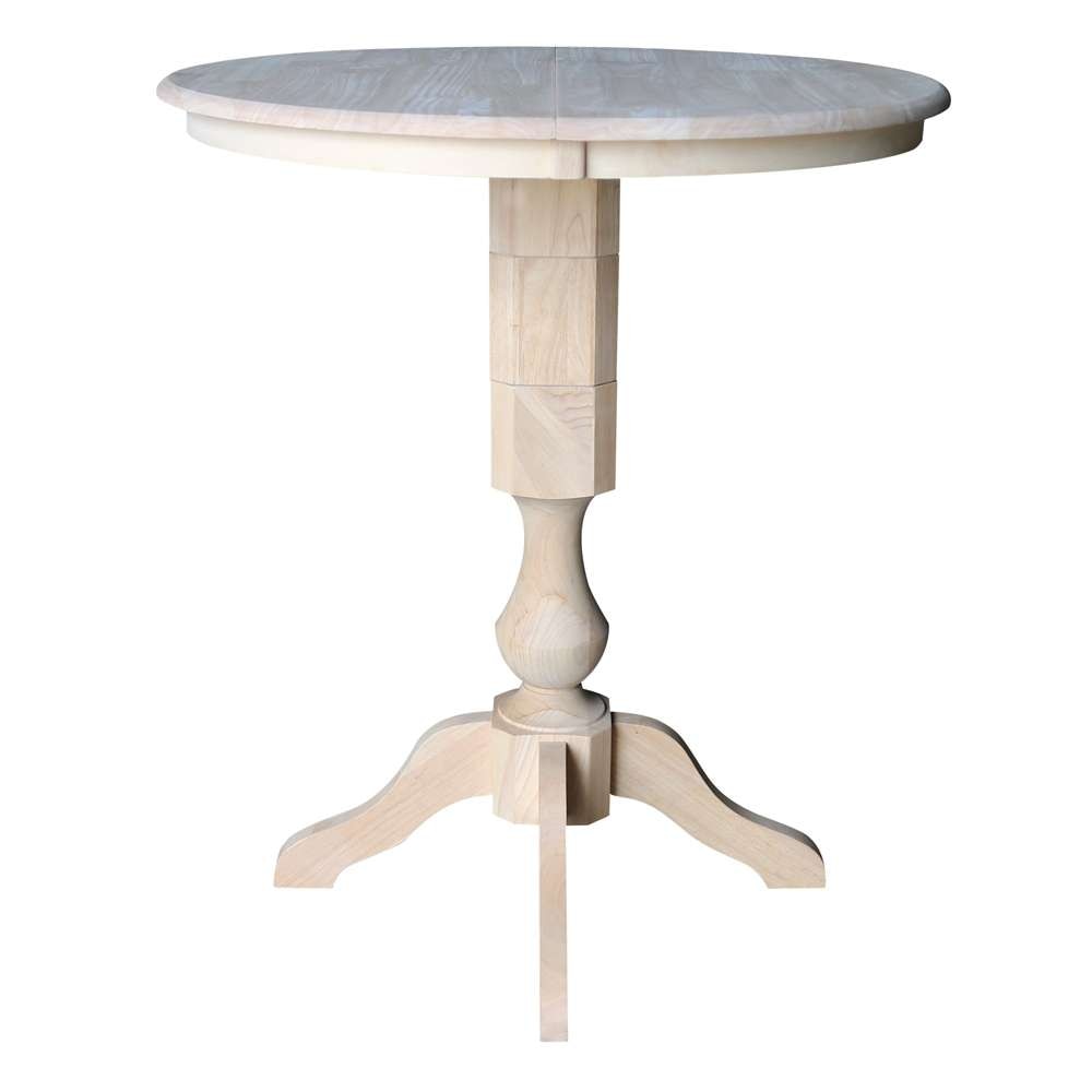 International Concepts - 36in Round Top Ped Table with 12in Leaf - 42.1inH - Bar Height - K-36RXT-11P-2 veiw 4
