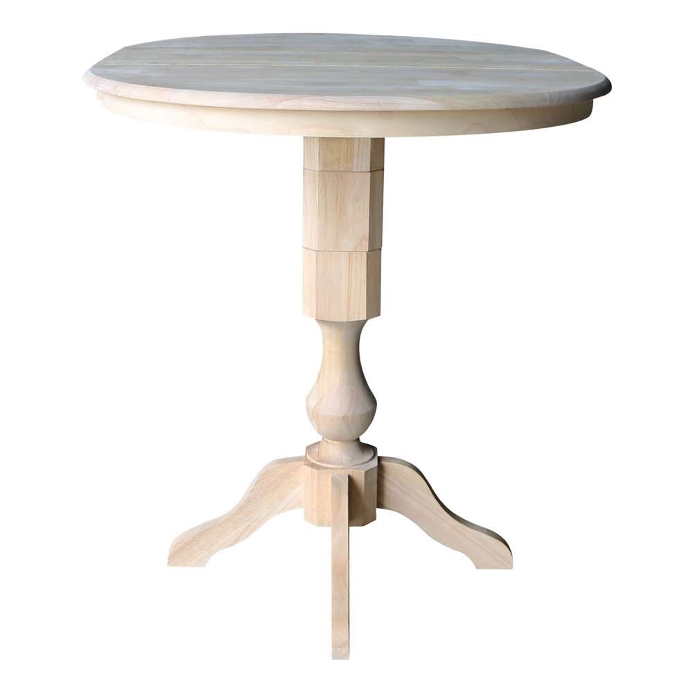 International Concepts - 36in Round Top Ped Table with 12in Leaf - 42.1inH - Bar Height - K-36RXT-11P-2 veiw 5