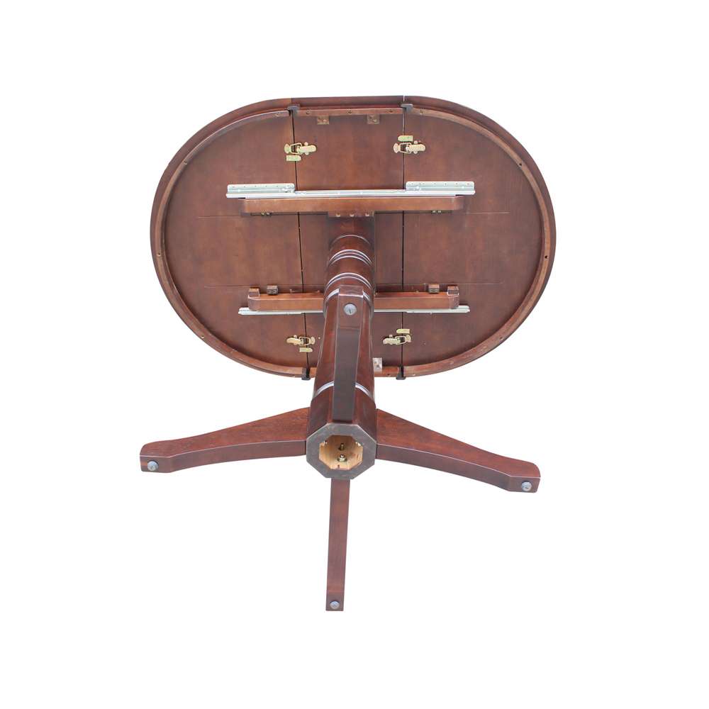 International Concepts - 36in Round Top Ped Table with 12in Leaf - 42.1inH - Bar Height in Rich Mocha Finish - K15-36RXT-27B-6B-2 veiw 5