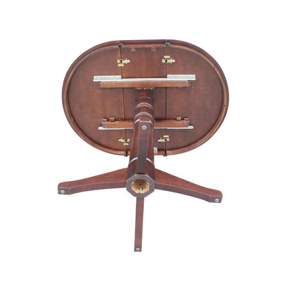 International Concepts - 36in Round Top Ped Table with 12in Leaf - 42.1inH - Bar Height in Rich Mocha Finish - K15-36RXT-27B-6B-2 veiw 5