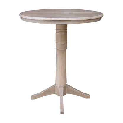 International Concepts - 36in Round Top Ped Table with 12in Leaf - 42.1inH - Bar Height in Washed Gray Taupe Finish - K09-36RXT-27B-6B-2 veiw 6