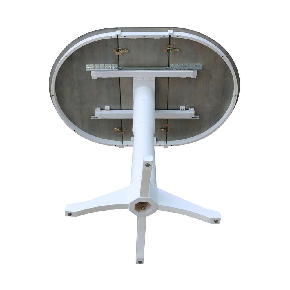 International Concepts - 36in Round Top Ped Table with 12in Leaf - 42.1inH - Bar Height in White/Heather Gray Finish - K05-36RXT-27B-6B-2 veiw 8
