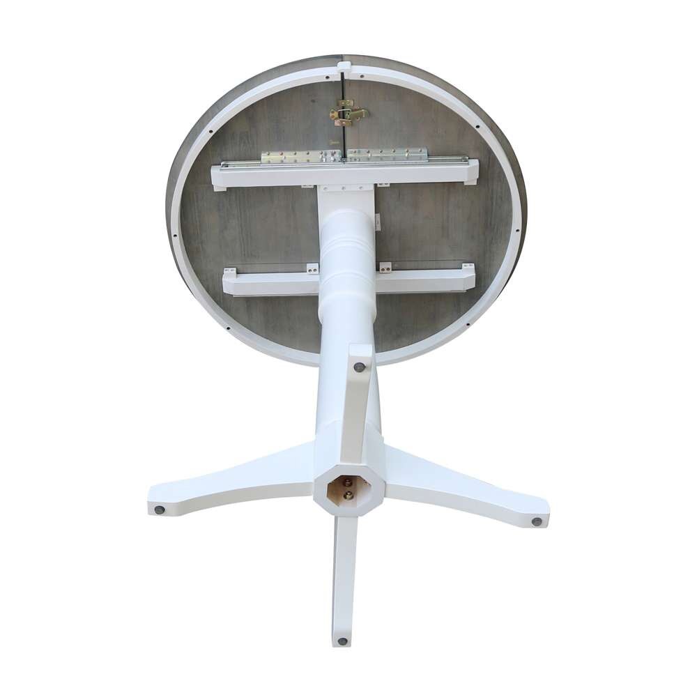 International Concepts - 36in Round Top Ped Table with 12in Leaf - 42.1inH - Bar Height in White/Heather Gray Finish - K05-36RXT-27B-6B-2 veiw 9