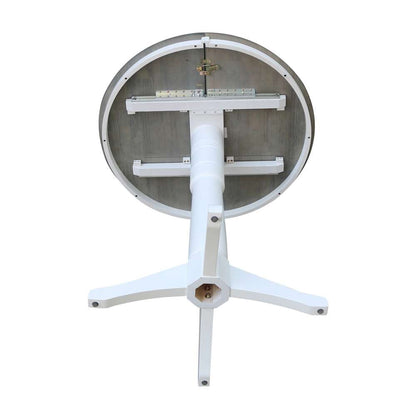 International Concepts - 36in Round Top Ped Table with 12in Leaf - 42.1inH - Bar Height in White/Heather Gray Finish - K05-36RXT-27B-6B-2 veiw 9