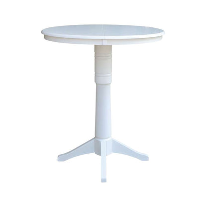 International Concepts - 36in Round Top Ped Table with 12in Leaf - 42.1inH - Bar Height in White Finish - K08-36RXT-27B-6B-2 veiw 4