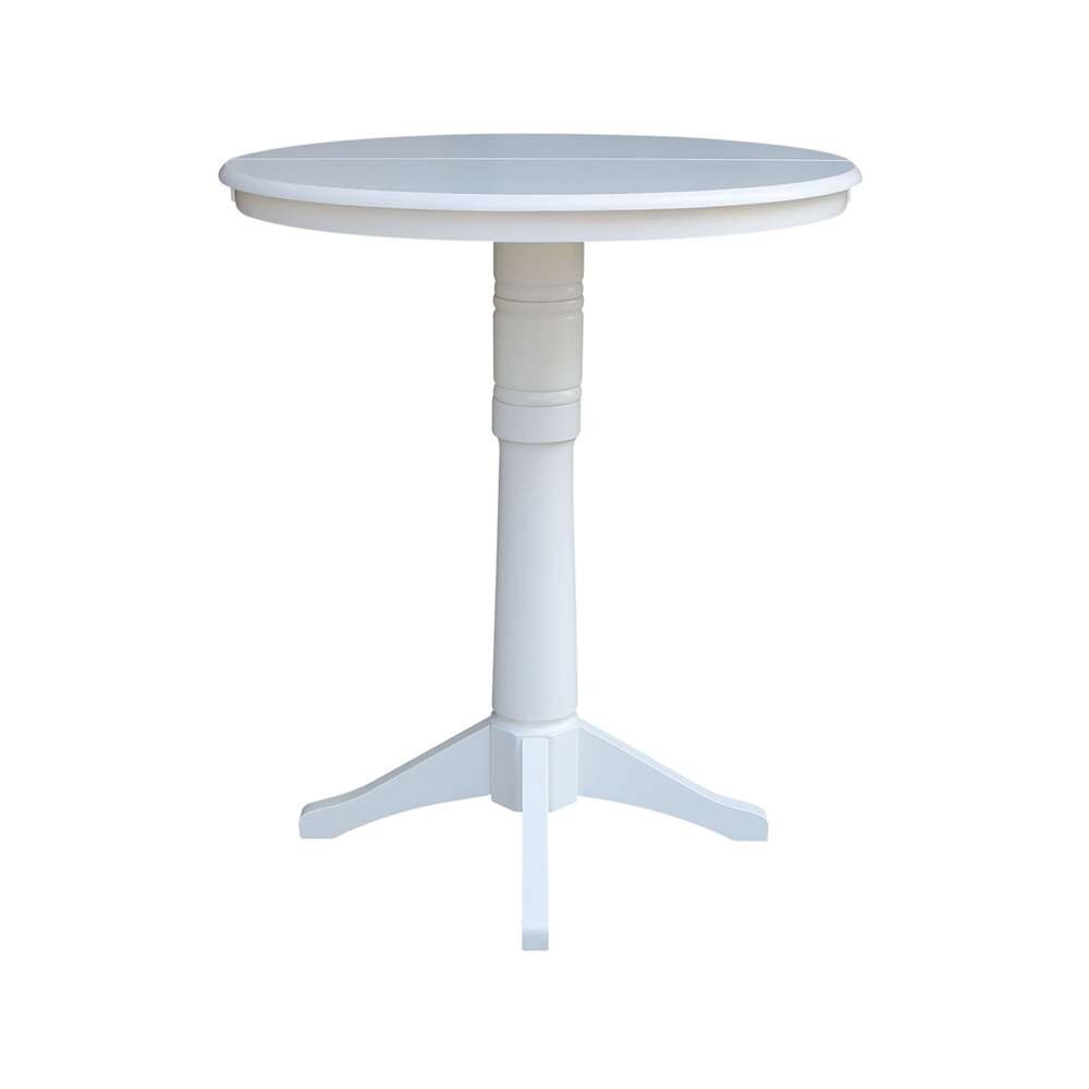 International Concepts - 36in Round Top Ped Table with 12in Leaf - 42.1inH - Bar Height in White Finish - K08-36RXT-27B-6B-2 veiw 6
