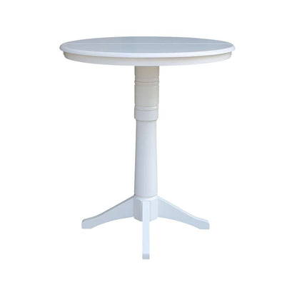 International Concepts - 36in Round Top Ped Table with 12in Leaf - 42.1inH - Bar Height in White Finish - K08-36RXT-27B-6B-2 veiw 6