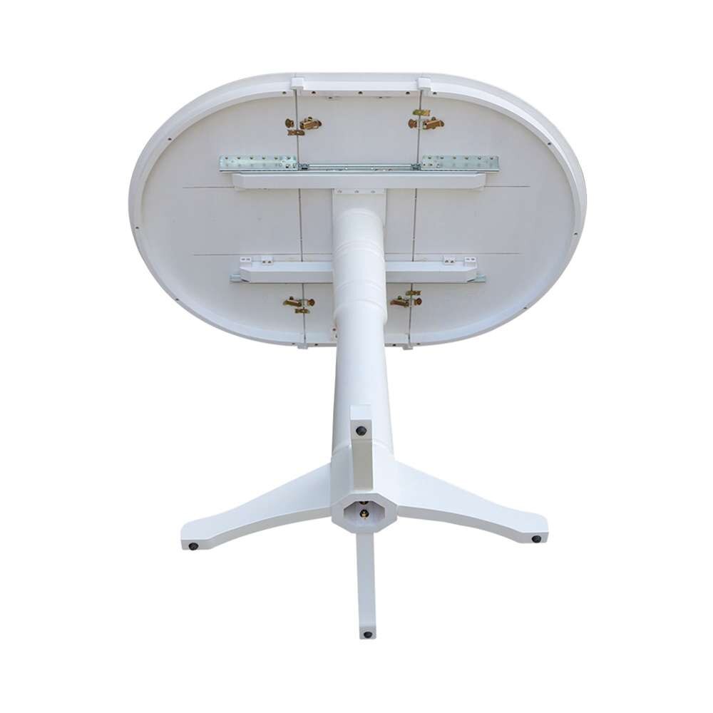 International Concepts - 36in Round Top Ped Table with 12in Leaf - 42.1inH - Bar Height in White Finish - K08-36RXT-27B-6B-2 veiw 7