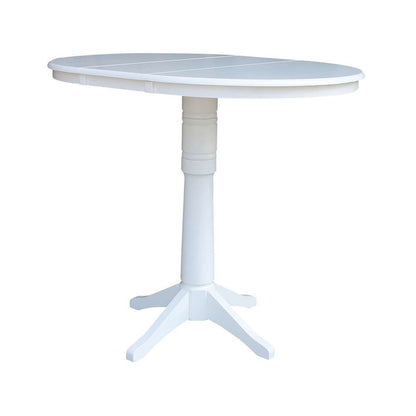 International Concepts - 36in Round Top Ped Table with 12in Leaf - 42.1inH - Bar Height in White Finish - K08-36RXT-27B-6B-2 veiw 8