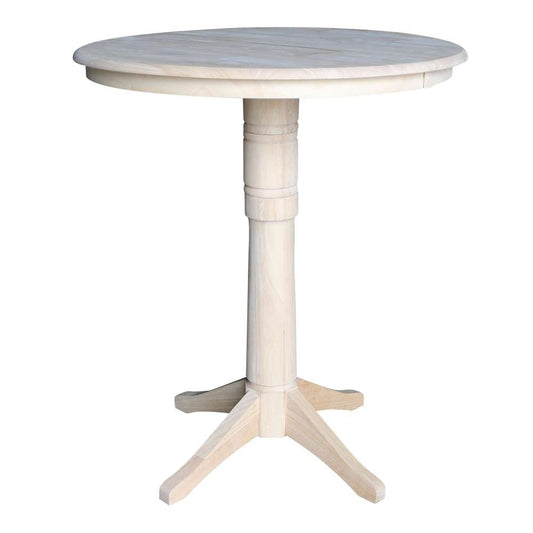 International Concepts - 36in Round Top Ped Table with 12in Leaf - 42.1inH - Bar Height - K-36RXT-27B-6B-2 veiw 1