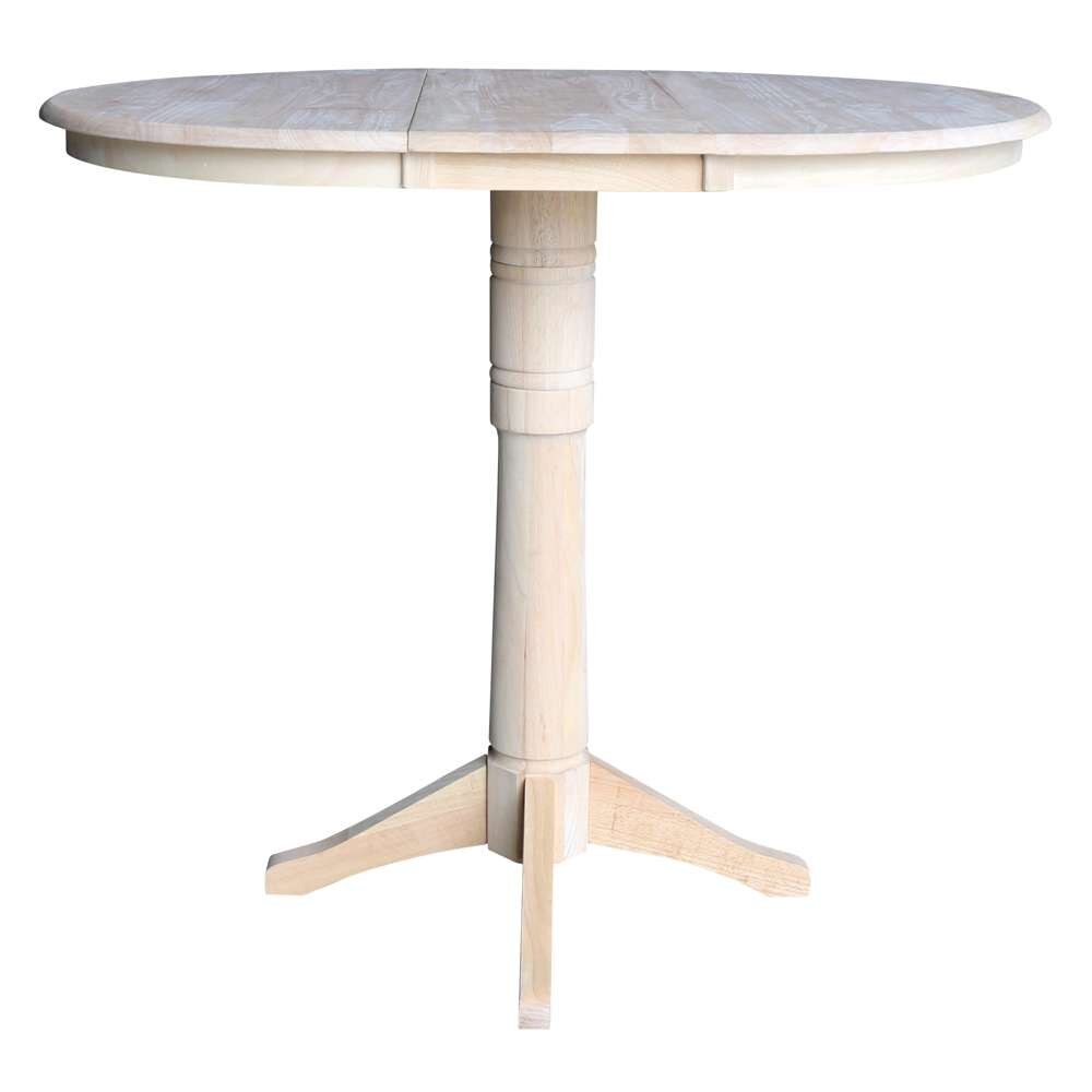 International Concepts - 36in Round Top Ped Table with 12in Leaf - 42.1inH - Bar Height - K-36RXT-27B-6B-2 veiw 3