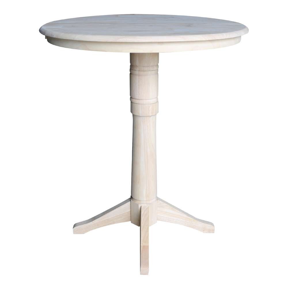 International Concepts - 36in Round Top Ped Table with 12in Leaf - 42.1inH - Bar Height - K-36RXT-27B-6B-2 veiw 4