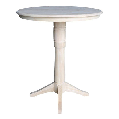 International Concepts - 36in Round Top Ped Table with 12in Leaf - 42.1inH - Bar Height - K-36RXT-27B-6B-2 veiw 4