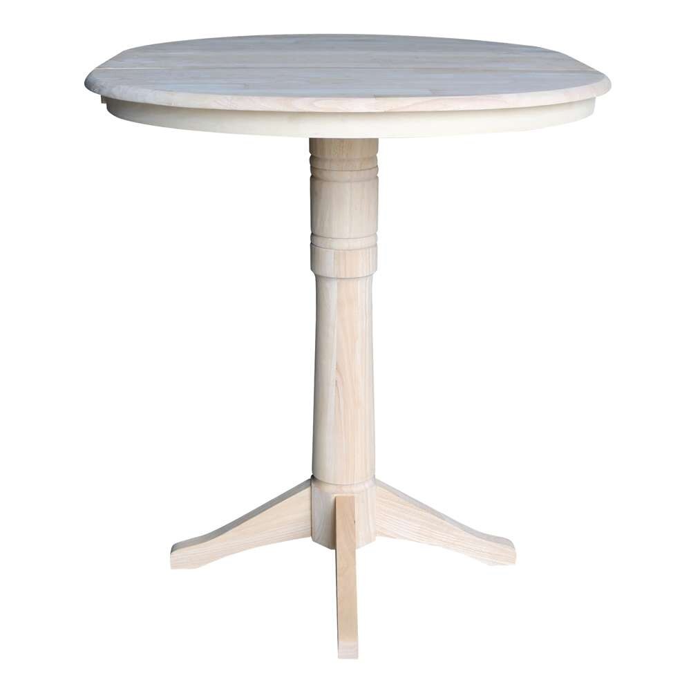 International Concepts - 36in Round Top Ped Table with 12in Leaf - 42.1inH - Bar Height - K-36RXT-27B-6B-2 veiw 5