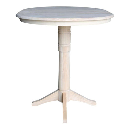 International Concepts - 36in Round Top Ped Table with 12in Leaf - 42.1inH - Bar Height - K-36RXT-27B-6B-2 veiw 5