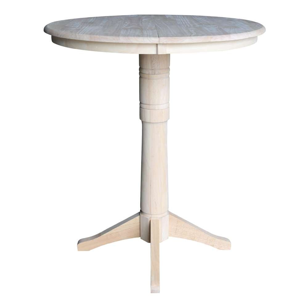 International Concepts - 36in Round Top Ped Table with 12in Leaf - 42.1inH - Bar Height - K-36RXT-27B-6B-2 veiw 6