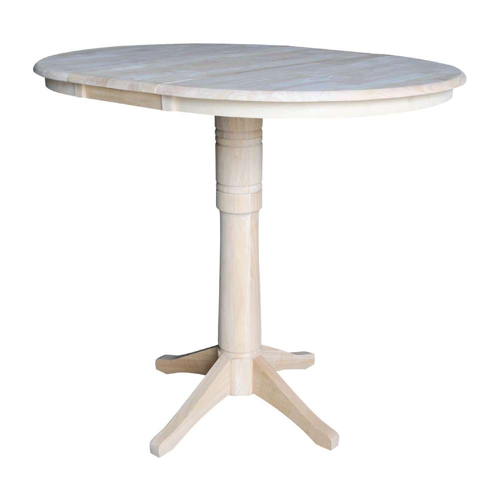 International Concepts - 36in Round Top Ped Table with 12in Leaf - 42.1inH - Bar Height - K-36RXT-27B-6B-2 veiw 8