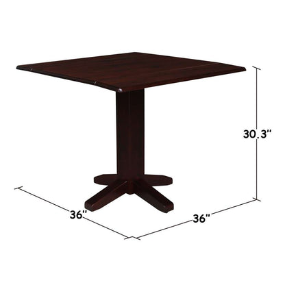 International Concepts - 36in Square Dual Drop Leaf Dining Table in Rich Mocha Finish - T15-36SDP veiw 2