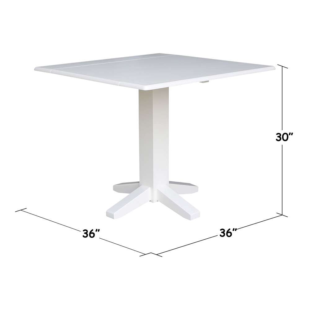 International Concepts - 36in Square Dual Drop Leaf Dining Table in White Finish - T08-36SDP veiw 2