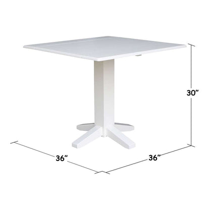 International Concepts - 36in Square Dual Drop Leaf Dining Table in White Finish - T08-36SDP veiw 2