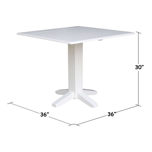 International Concepts - 36in Square Dual Drop Leaf Dining Table in White Finish - T08-36SDP veiw 2