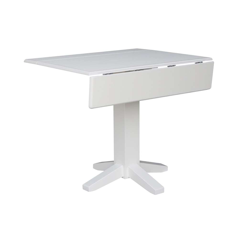 International Concepts - 36in Square Dual Drop Leaf Dining Table in White Finish - T08-36SDP veiw 6