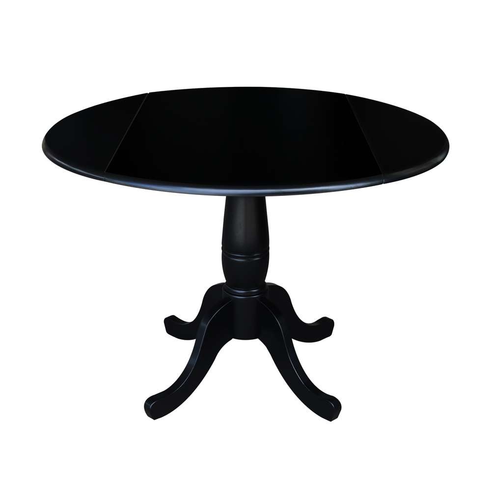 International Concepts - 42in Round Dual Drop Leaf Ped Table - 29.5inH in Black Finish - K46-42DPT veiw 1