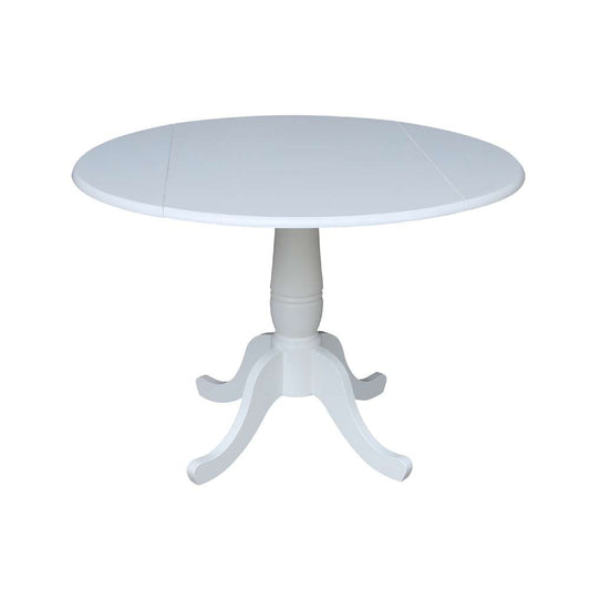 International Concepts - 42in Round Dual Drop Leaf Ped Table - 29.5inH in White Finish - K08-42DPT veiw 1
