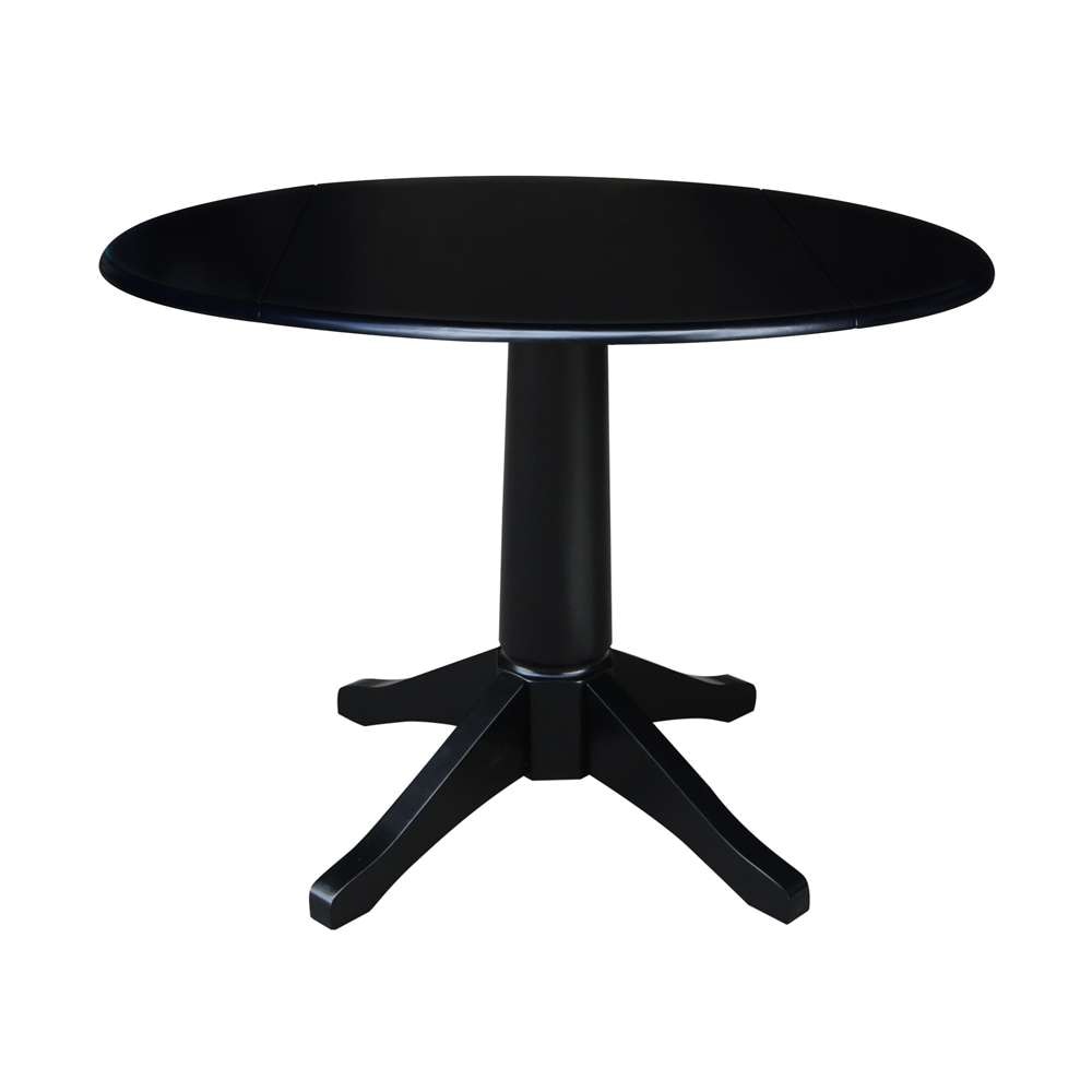 International Concepts - 42in Round Dual Drop Leaf Ped Table - 30.3inH in Black Finish - K46-42DPT-27B veiw 1