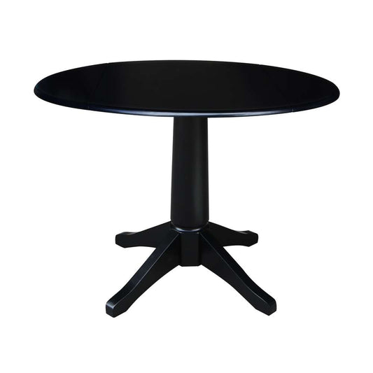International Concepts - 42in Round Dual Drop Leaf Ped Table - 30.3inH in Black Finish - K46-42DPT-27B veiw 1