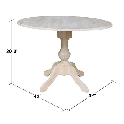 International Concepts - 42in Round Dual Drop Leaf Ped Table - 30.3inH - K-42DPT-11B veiw 2