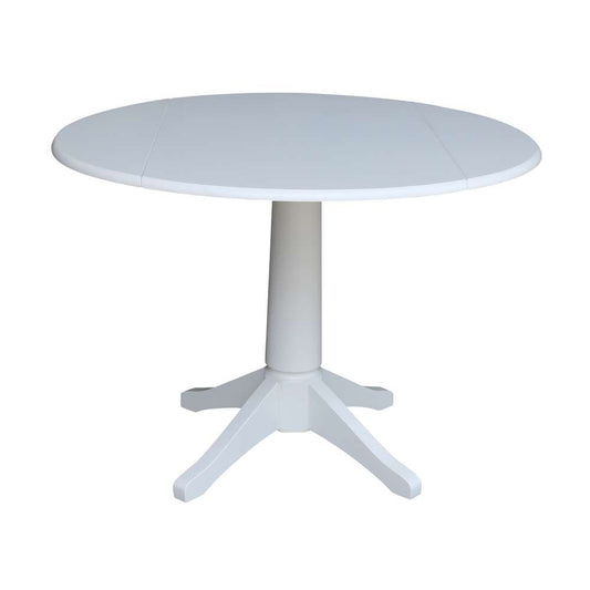 International Concepts - 42in Round Dual Drop Leaf Ped Table - 30.3inH in White Finish - K08-42DPT-27B veiw 1