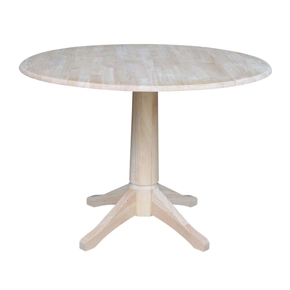 International Concepts - 42in Round Dual Drop Leaf Ped Table - 30.3inH - K-42DPT-27B veiw 1