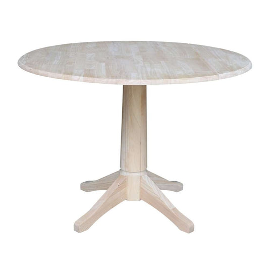 International Concepts - 42in Round Dual Drop Leaf Ped Table - 30.3inH - K-42DPT-27B veiw 1