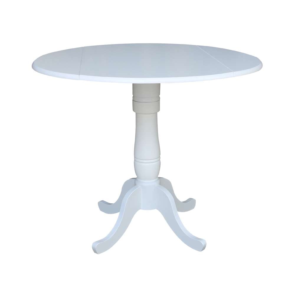 International Concepts - 42in Round Dual Drop Leaf Ped Table - 35.5inH in White Finish - K08-42DPT-6B veiw 1