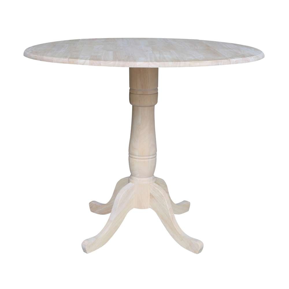 International Concepts - 42in Round Dual Drop Leaf Ped Table - 35.5inH - K-42DPT-6B veiw 1