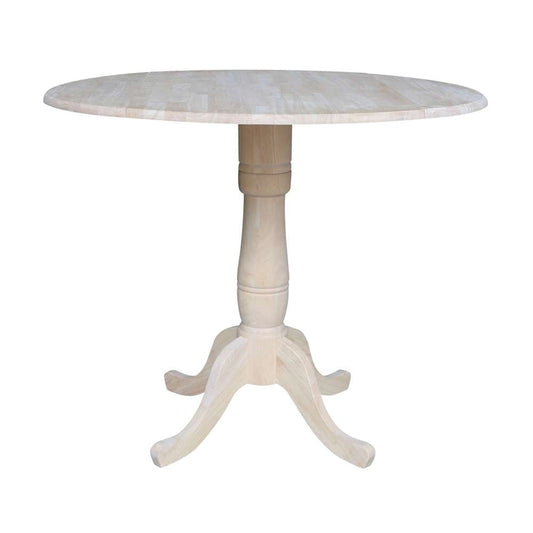 International Concepts - 42in Round Dual Drop Leaf Ped Table - 35.5inH - K-42DPT-6B veiw 1