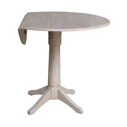 International Concepts - 42in Round Dual Drop Leaf Ped Table - 36.3inH in Washed Gray Taupe Finish - K09-42DPT-27B-6B veiw 4