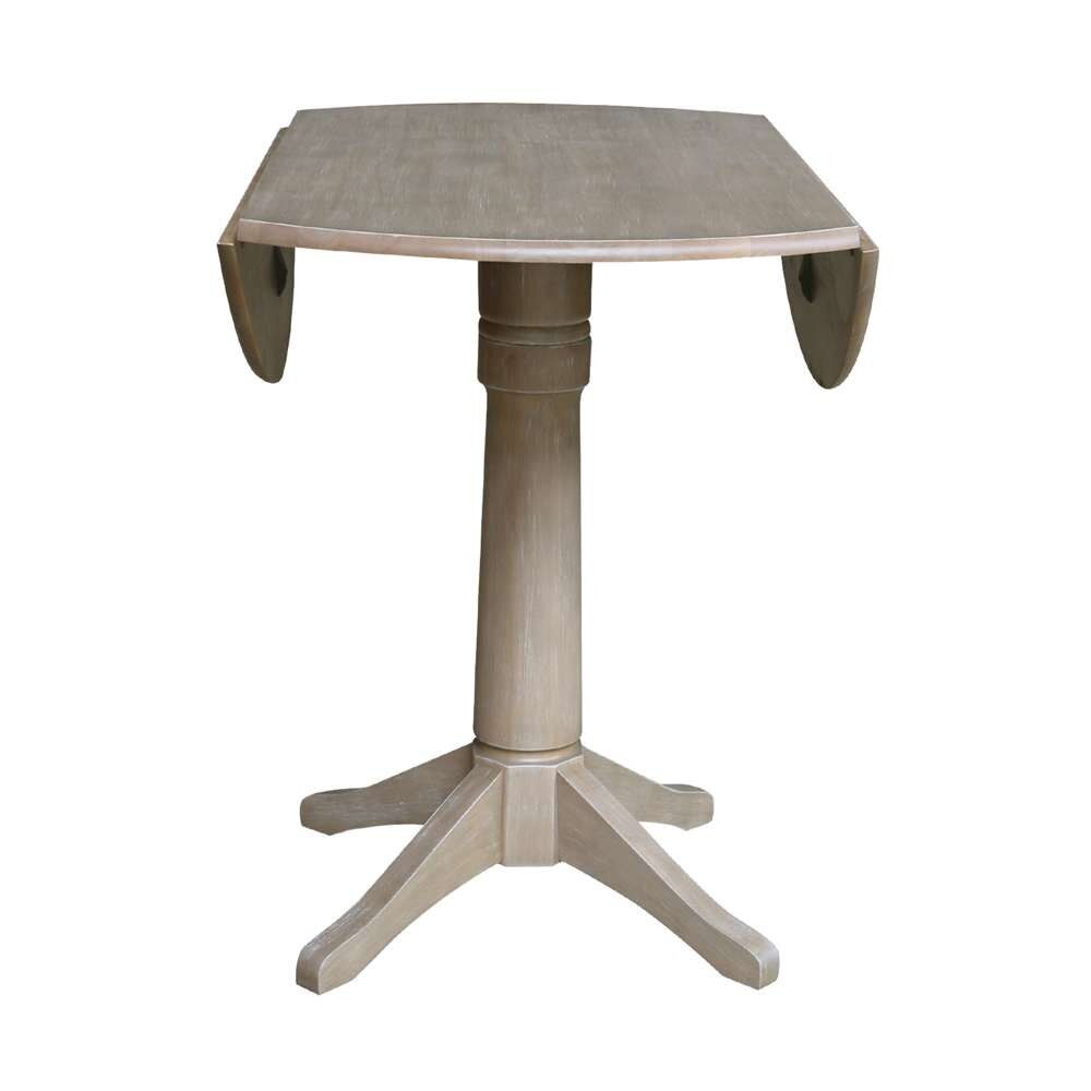 International Concepts - 42in Round Dual Drop Leaf Ped Table - 36.3inH in Washed Gray Taupe Finish - K09-42DPT-27B-6B veiw 5
