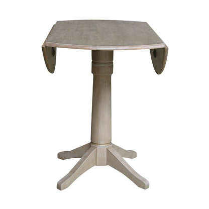 International Concepts - 42in Round Dual Drop Leaf Ped Table - 36.3inH in Washed Gray Taupe Finish - K09-42DPT-27B-6B veiw 5