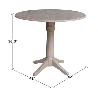 International Concepts - 42in Round Dual Drop Leaf Ped Table - 36.3inH in Washed Gray Taupe Finish - K09-42DPT-27B-6B veiw 6