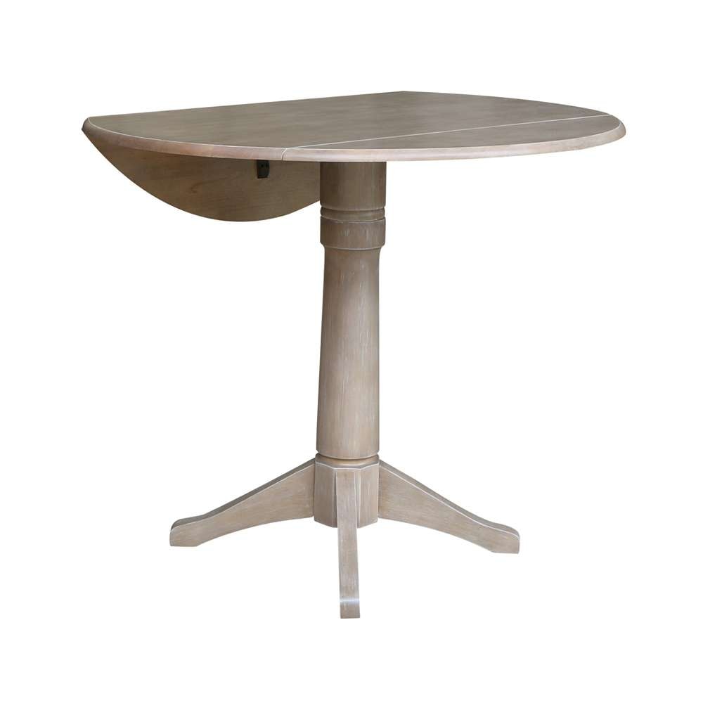 International Concepts - 42in Round Dual Drop Leaf Ped Table - 36.3inH in Washed Gray Taupe Finish - K09-42DPT-27B-6B veiw 7
