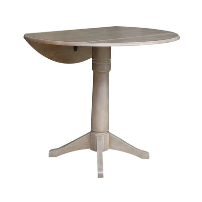 International Concepts - 42in Round Dual Drop Leaf Ped Table - 36.3inH in Washed Gray Taupe Finish - K09-42DPT-27B-6B veiw 7