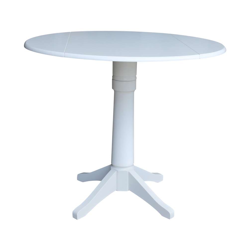 International Concepts - 42in Round Dual Drop Leaf Ped Table - 36.3inH in White Finish - K08-42DPT-27B-6B veiw 1