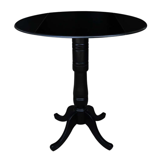 International Concepts - 42in Round Dual Drop Leaf Ped Table - 41.5inH in Black Finish - K46-42DPT-6B-2 veiw 1