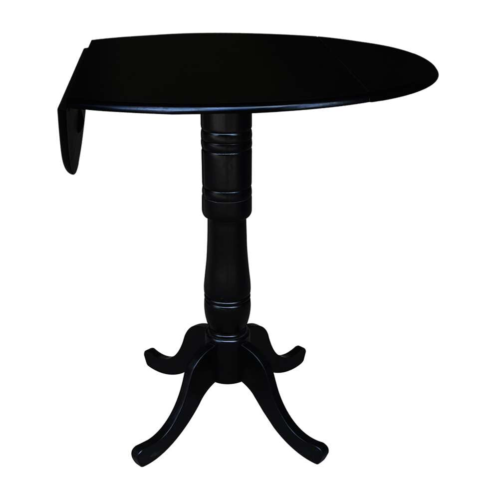 International Concepts - 42in Round Dual Drop Leaf Ped Table - 41.5inH in Black Finish - K46-42DPT-6B-2 veiw 3
