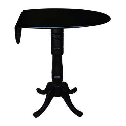 International Concepts - 42in Round Dual Drop Leaf Ped Table - 41.5inH in Black Finish - K46-42DPT-6B-2 veiw 3
