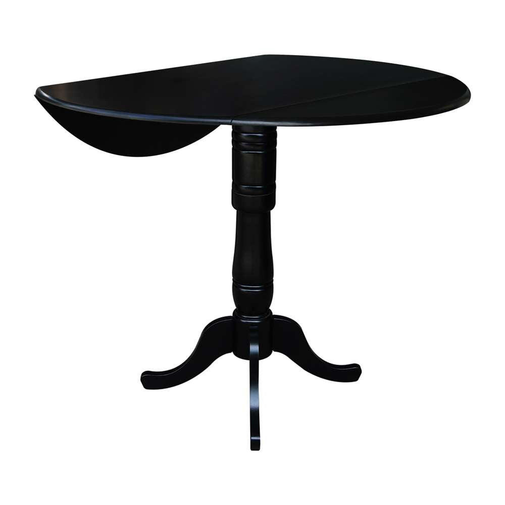 International Concepts - 42in Round Dual Drop Leaf Ped Table - 41.5inH in Black Finish - K46-42DPT-6B-2 veiw 4