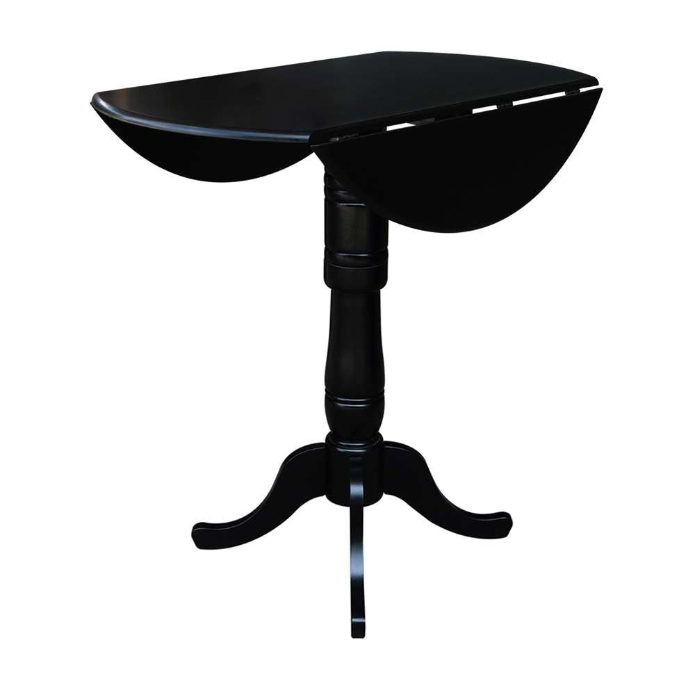International Concepts - 42in Round Dual Drop Leaf Ped Table - 41.5inH in Black Finish - K46-42DPT-6B-2 veiw 5