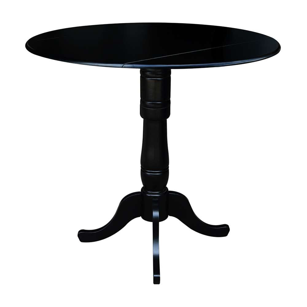 International Concepts - 42in Round Dual Drop Leaf Ped Table - 41.5inH in Black Finish - K46-42DPT-6B-2 veiw 6